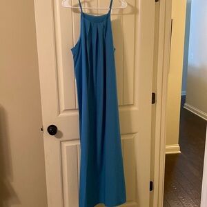 Spaghetti strap teal green dress